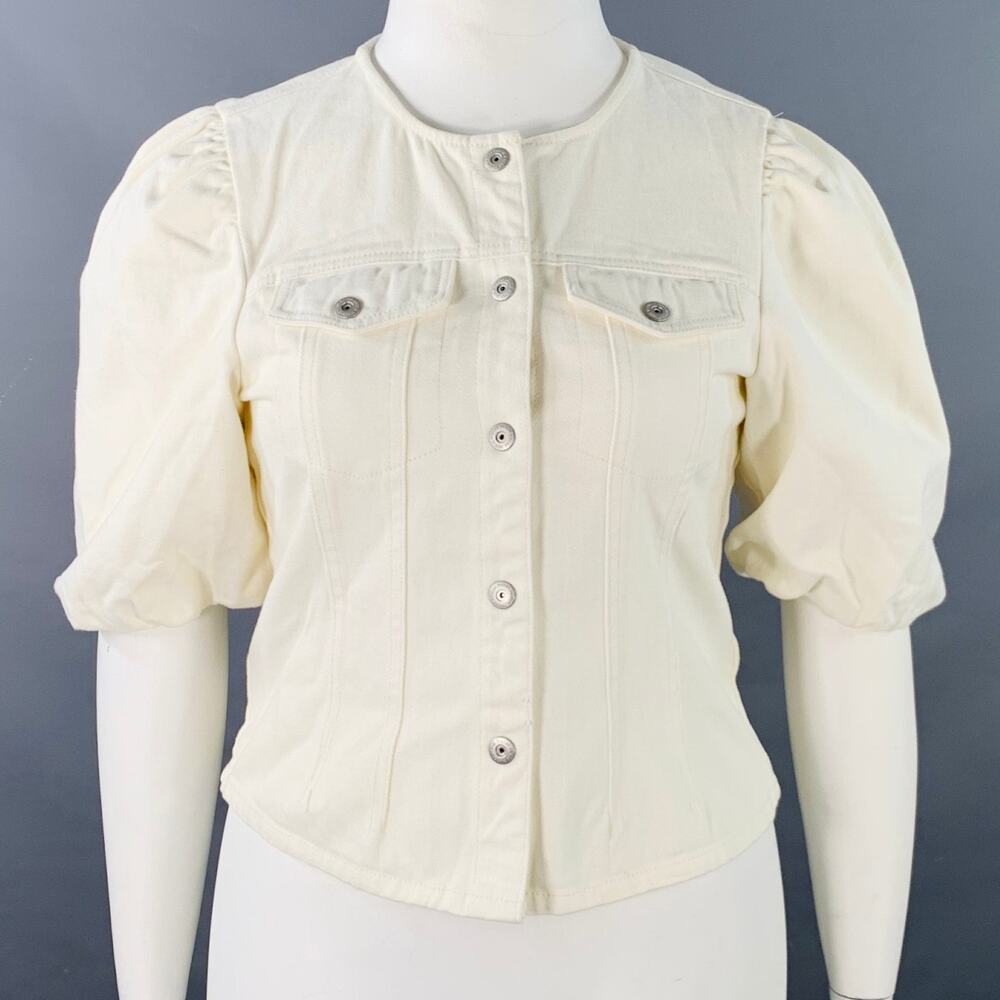 PIECES Size L Cream Cotton Twill Snaps Cape
